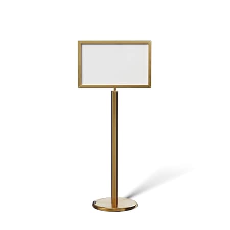 Montour Line Sign Frame Floor Standing 14x22H Satin Brass PLEASE ENTERHERE FSE200-1422-H-SB-PLSENTER